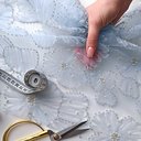 Сетка с бисером и цветами "Бледно- голубой"