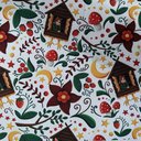 Габардин "Принт 8" баба Яга на белом