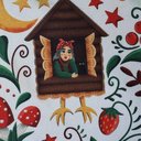 Габардин "Принт 8" баба Яга на белом