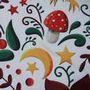 Габардин "Принт 8" баба Яга на белом