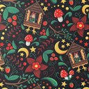 Габардин "Принт 9" баба Яга на черном