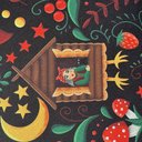 Габардин "Принт 9" баба Яга на черном