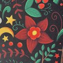 Габардин "Принт 9" баба Яга на черном