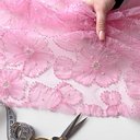 Сетка с бисером и цветами "Розовый"