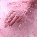 Сетка с бисером и цветами "Розовый"