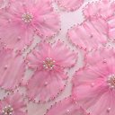 Сетка с бисером и цветами "Розовый"