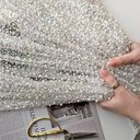 Сетка с пайетками и бисером премиальная "Молочный"