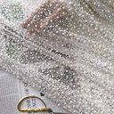 Сетка с пайетками и бисером премиальная "Молочный"