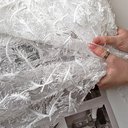 Сетка с вышивкой перья "Молочный"