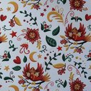 Габардин "Принт 10" птица на белом