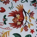 Габардин "Принт 10" птица на белом