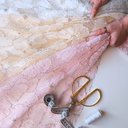 Сетка с бисером и цветами "Кремовый"