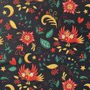 Габардин "Принт 11" птица на черном