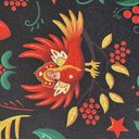 Габардин "Принт 11" птица на черном