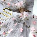 Сетка с вышивкой  и цветами "Розовый"
