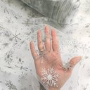 Серебряные снежинки на белом еврофатине