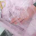 Сетка с бисером и цветами "Бледно- розовый"