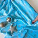 Мех Вельбоа "Снежинки" голубой
