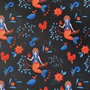 Габардин "Принт 7" русалочка на черном