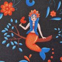 Габардин "Принт 7" русалочка на черном