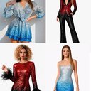 Пайетки Омбре Черные с Красным