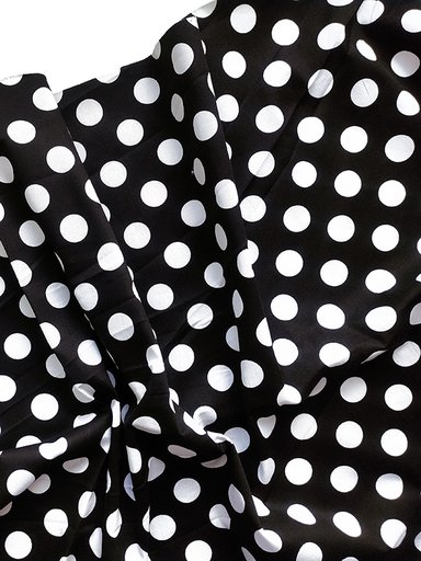 Хлопок- стрейч черный в белый горох