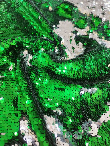 Пайетки "Зеленые глянцевые на серебре"