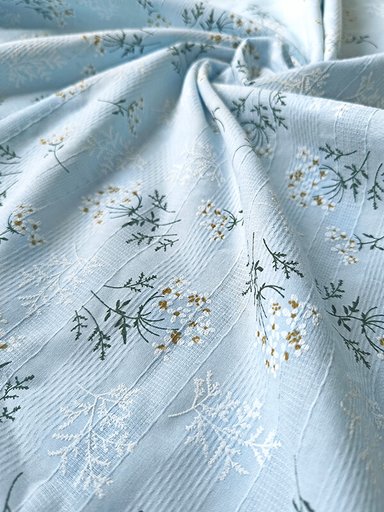 Батист фактурный  цветы "Голубой"