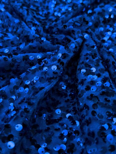 Бархат гладкий "Синий" с пайетками