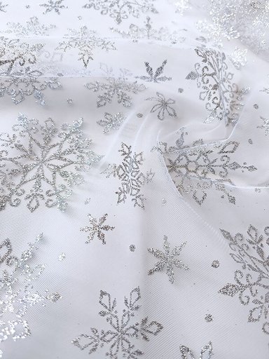 Фатин со снежинками "Серебро"