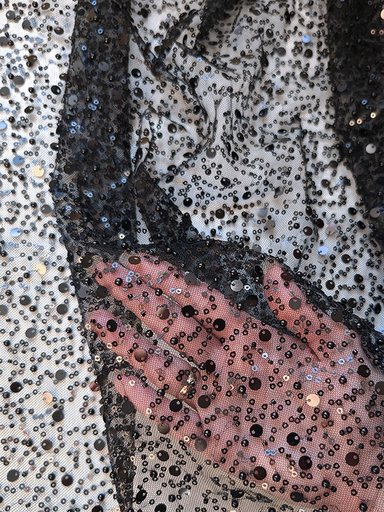 Сетка с пайетками и бисером "Черный" Z