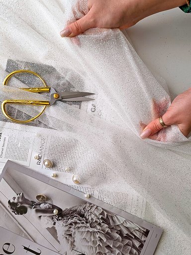 Еврофатин Luxe "Молочный" с серебристым глиттером