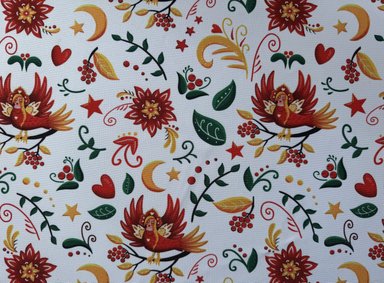 Габардин "Принт 10" птица на белом