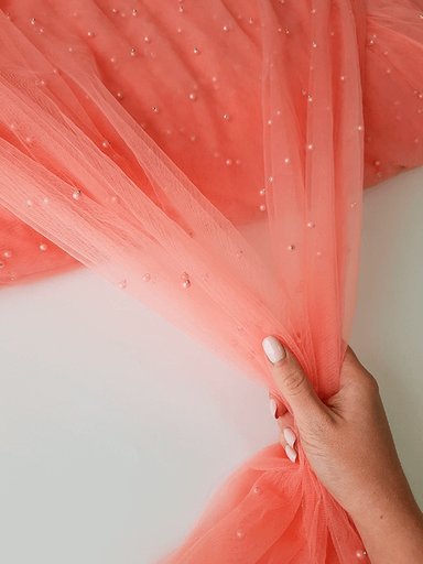 Фатин с бусинами "Розовый персик"