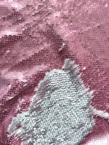 Пайетки матовые "Розовые на серебре"