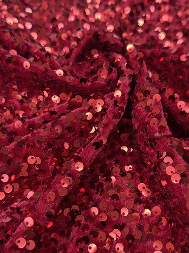 Бархат гладкий "Красный" с пайетками