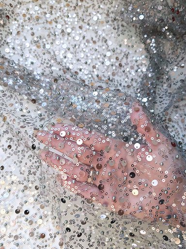 Сетка с пайетками и бисером "Серый" Z