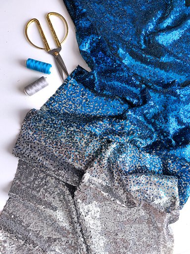 Пайетки Омбре Серебро с Синим