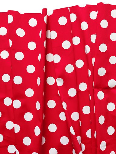 Хлопок- стрейч красный в белый горох (2,5см)