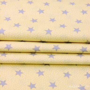 Поплин "Серый звезды на желтом"