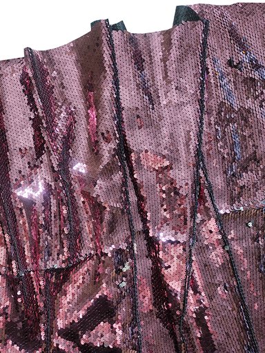 Пайетки на атласе "Розовые на серебре"