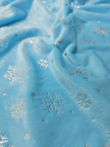 Мех Вельбоа "Снежинки" голубой