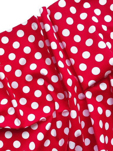 Хлопок- стрейч красный в белый горох