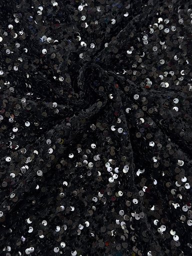 Бархат гладкий "Черный" с пайетками