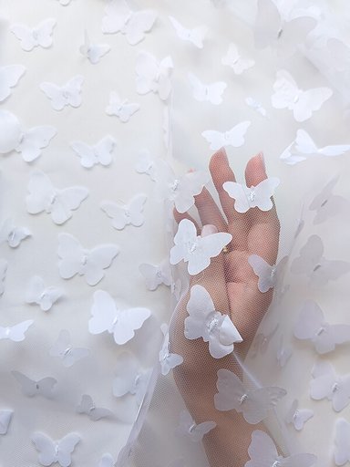 Сетка с 3D бабочками "Белый"