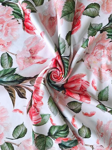 Сатин мерсеризованный принт "Пионы"