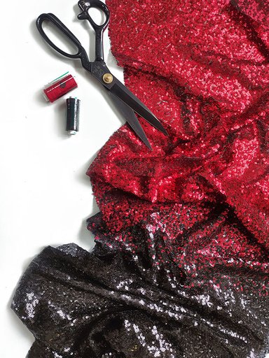 Пайетки Омбре Черные с Красным