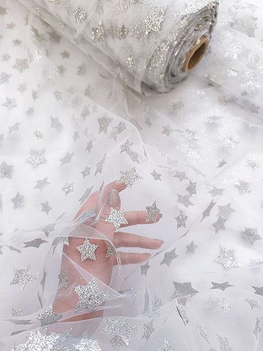 Еврофатин Luxe белый с глиттером "Звезды"